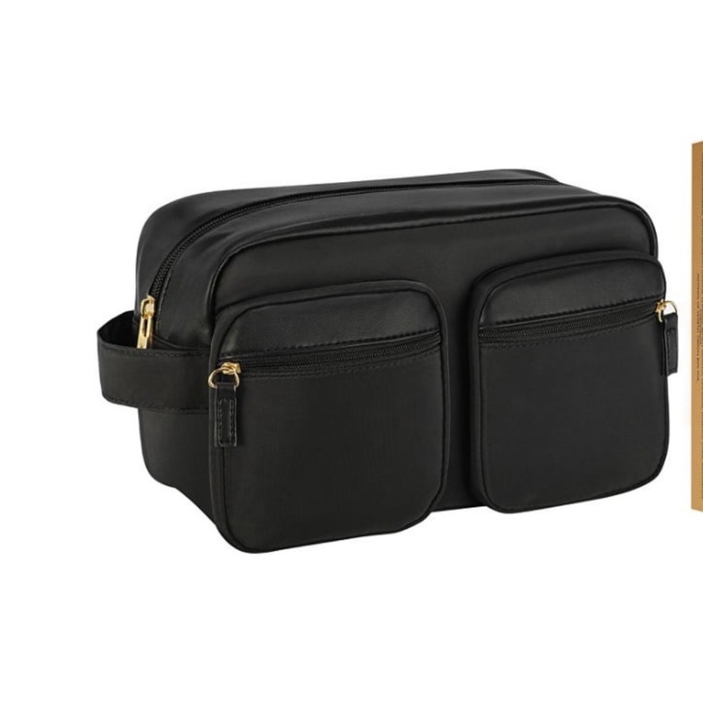 NWT {PACO RABANNE} 1 MILLION ELIXIR Black Nylon/Leather Pouch Cosmetic Case